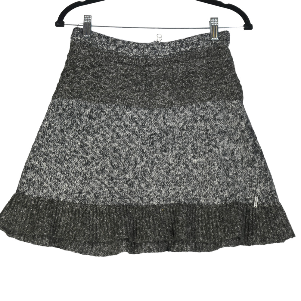 Prana Rena Skirt Women Medium Gray Fuzzy Soft Knit Pull On Sweater Skirt Cozy